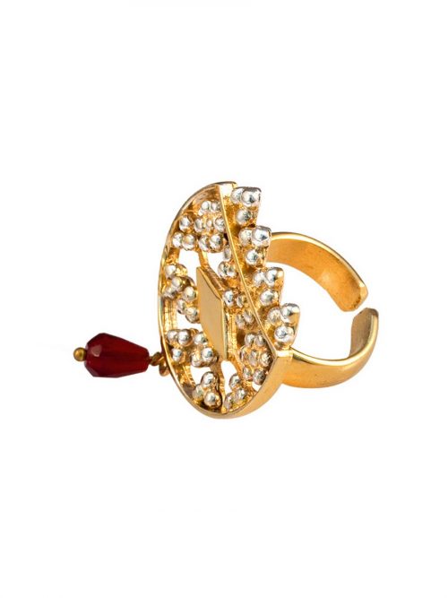 Gold And Red Teardrop Ring-0