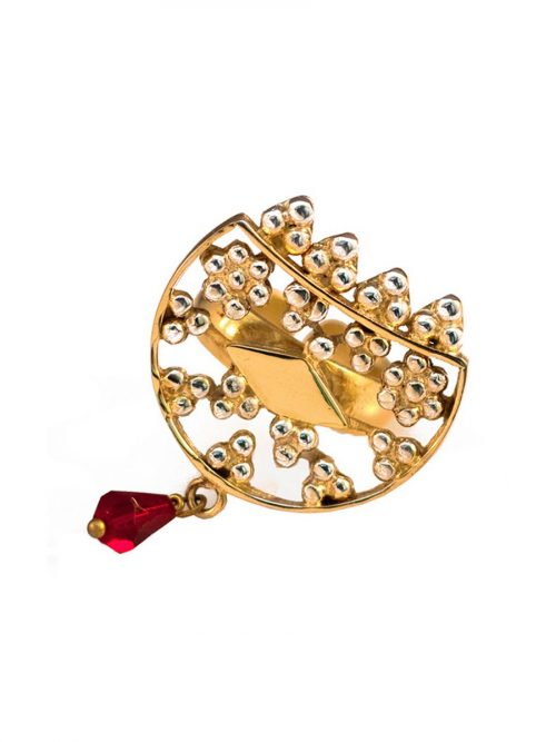 Gold And Red Teardrop Ring-1841