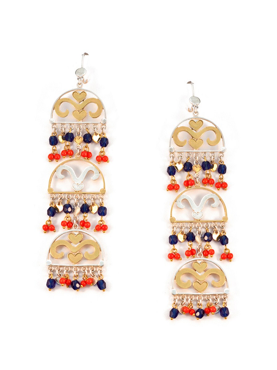 Red And Blue Dangling Earrings-0 Red And Blue Dangling Earrings-0