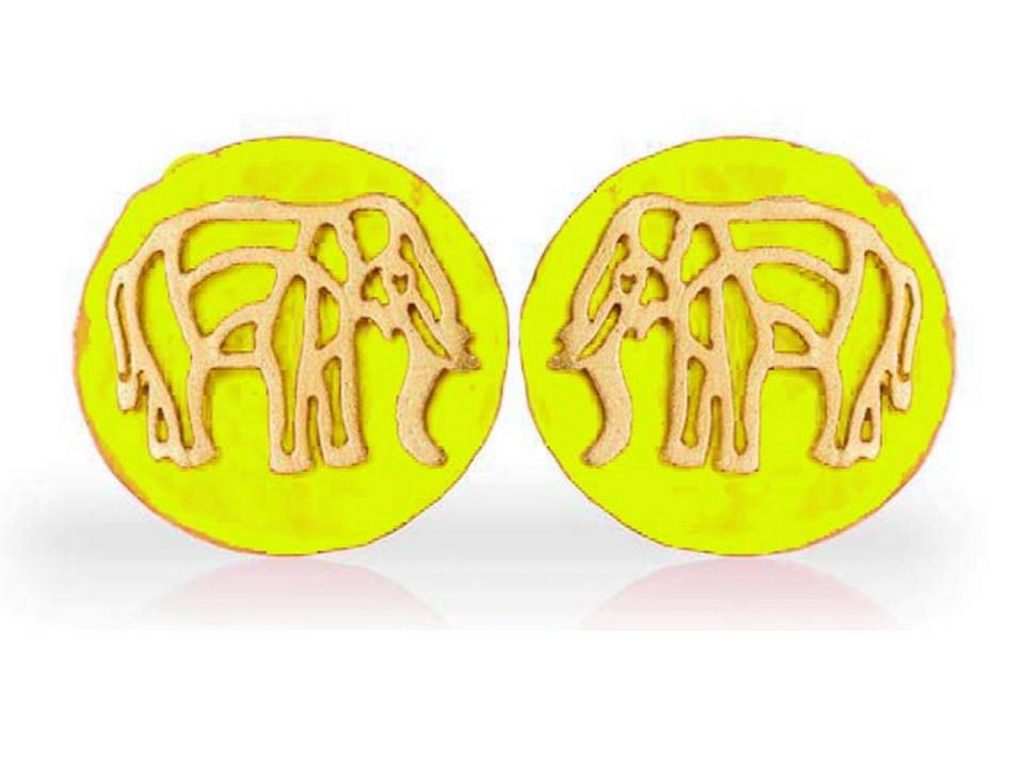 Neon Yellow Elephant Earrings-0