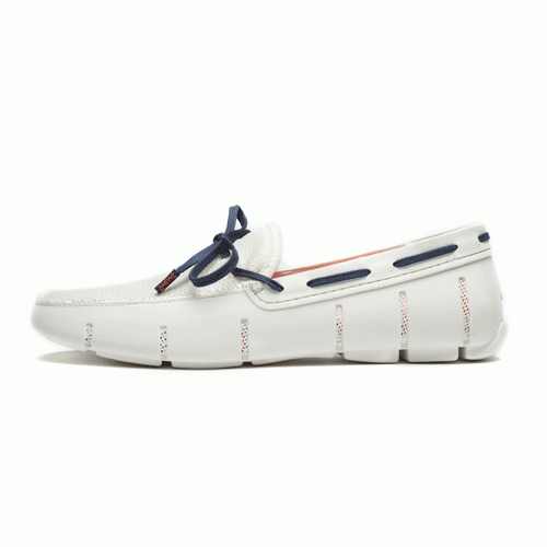 White/ Navy Lace Loafer-0