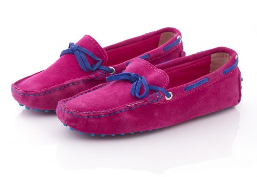 Suede Loafers with Blue Ribbons -0 Suede Loafers with Blue Ribbons -0