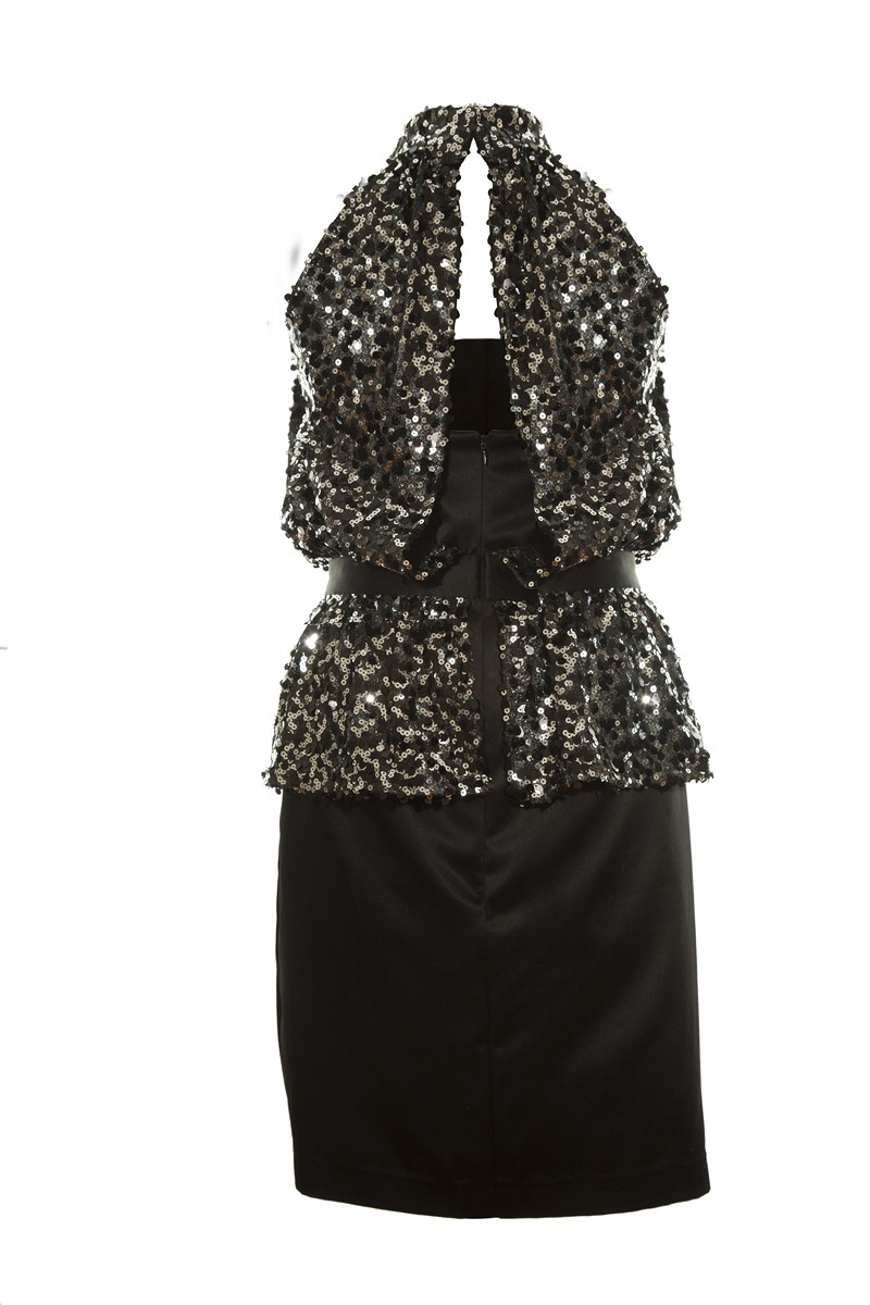 Sequin Vest with Satin Dress-1683